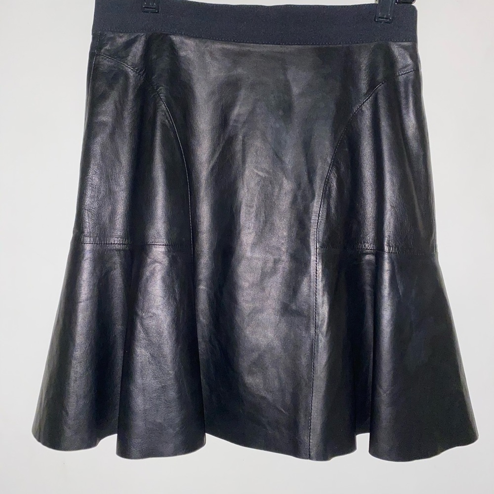 Rebecca Taylor Leather Black Leather Skirt size 4